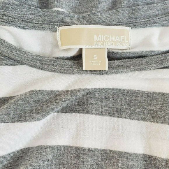 Michael Michael Kors White Gray Striped T-Shirt Tee S EUC - Picture 3 of 3
